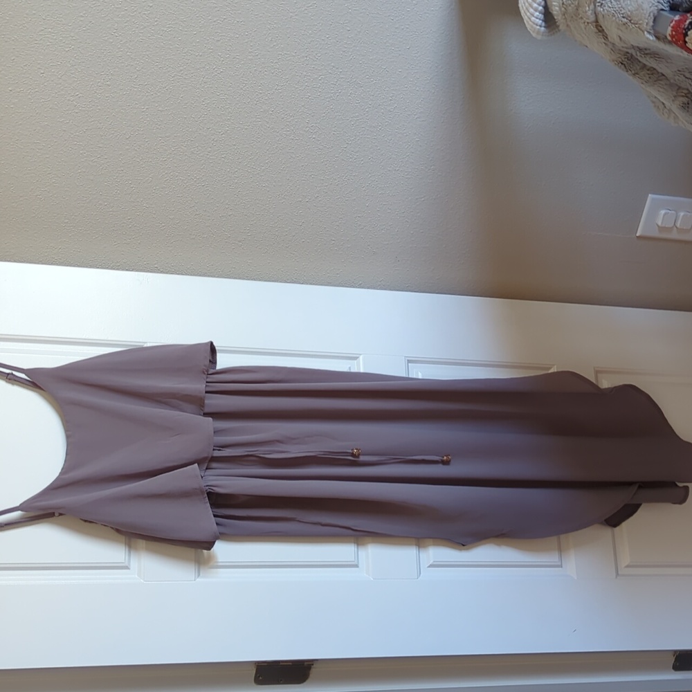 Lavender midi ruffle dress